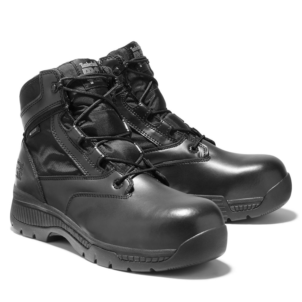 Botas Pro Timberland Argentina Hombre - Pro Valor™ Duty 6\" Side-Zip Comp Toe - Negras - RZGHYN-153